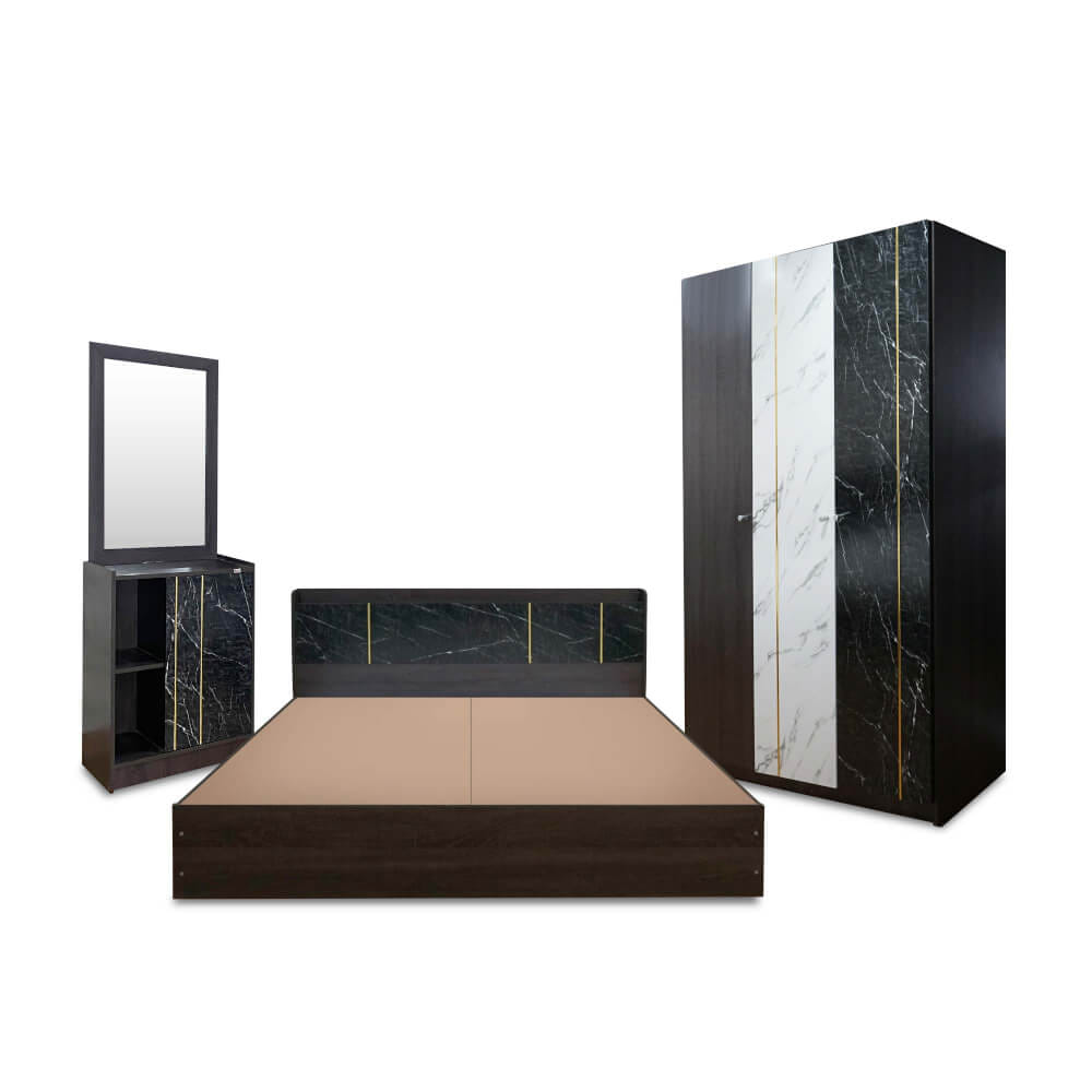ชุดห้องนอน 6 ฟุต SOLOMON รุ่น MARBLE สีดำ ไม่รวมที่นอน_1